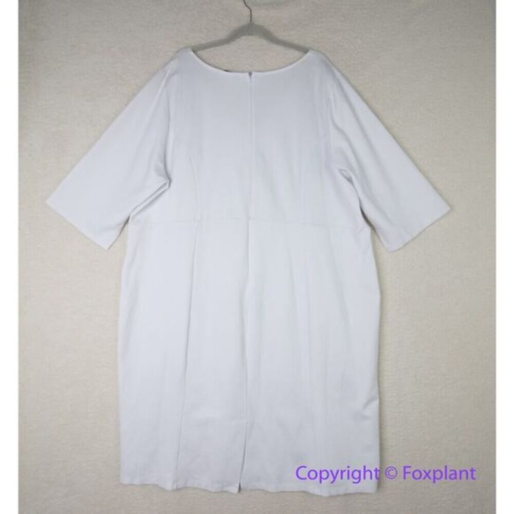 New! Eloquii Classic White V-Neck‎ 3/4 Length Sleeve Sheath Dress, size 28 - Picture 10 of 16